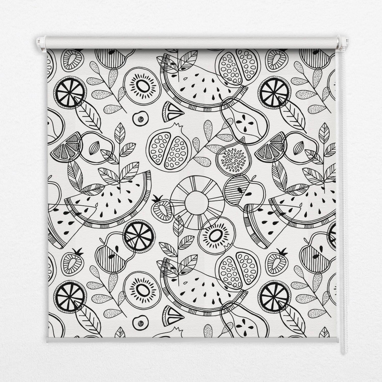 INNENROLLO - Fensterrollo - Rollo - 110x140 cm - Gezogene Früchte - Grau, Kunststoff (110/140/0.5cm) - TULUP