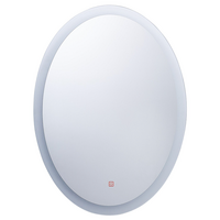 BADSPIEGEL mit LED-Beleuchtung oval 60/80 cm Viriat - Silberfarben, Glas (60/80/3cm) - Beliani
