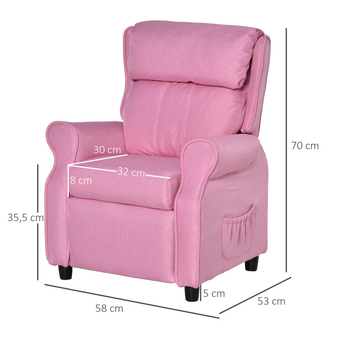 KINDERSESSEL Kindersofa Kindercouch Liegesofa verstellbar mit Fußstütze Rosa - Rosa, Holz (53/70/58cm) - HOMCOM