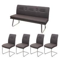 ESSZIMMER-SET Grau, Braun 5er-Set - Braun/Grau, Textil (160/92/58cm) - MCW