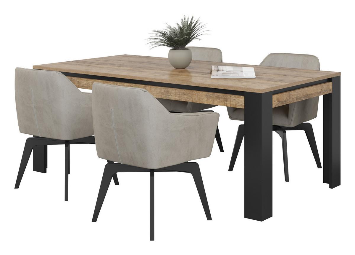 ESSTISCH DAVOR 195 x 100 x 77 cm - Schwarz, Holz (195/100/77cm) - MASSENO