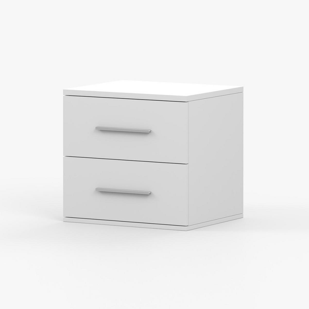 NACHTTISCH OMEGA I 22, 55/51/44, 2 Schubladen, weiß - Weiß, Holzwerkstoff (55/44/51cm) - imoebel24