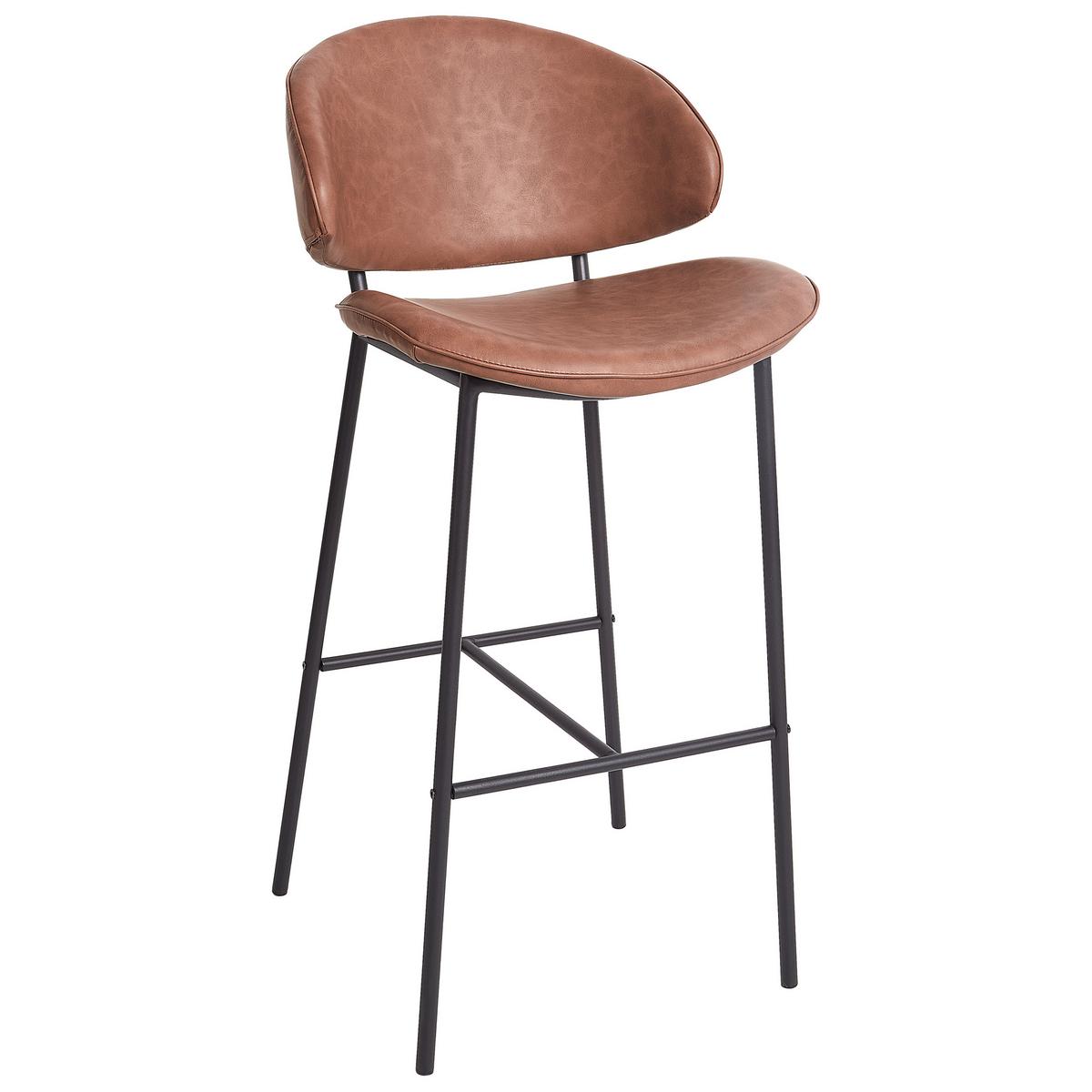 BARSTUHL 2er-Set Kunstleder Braun Kiana - Braun, Kunststoff (49/104/59cm) - Beliani