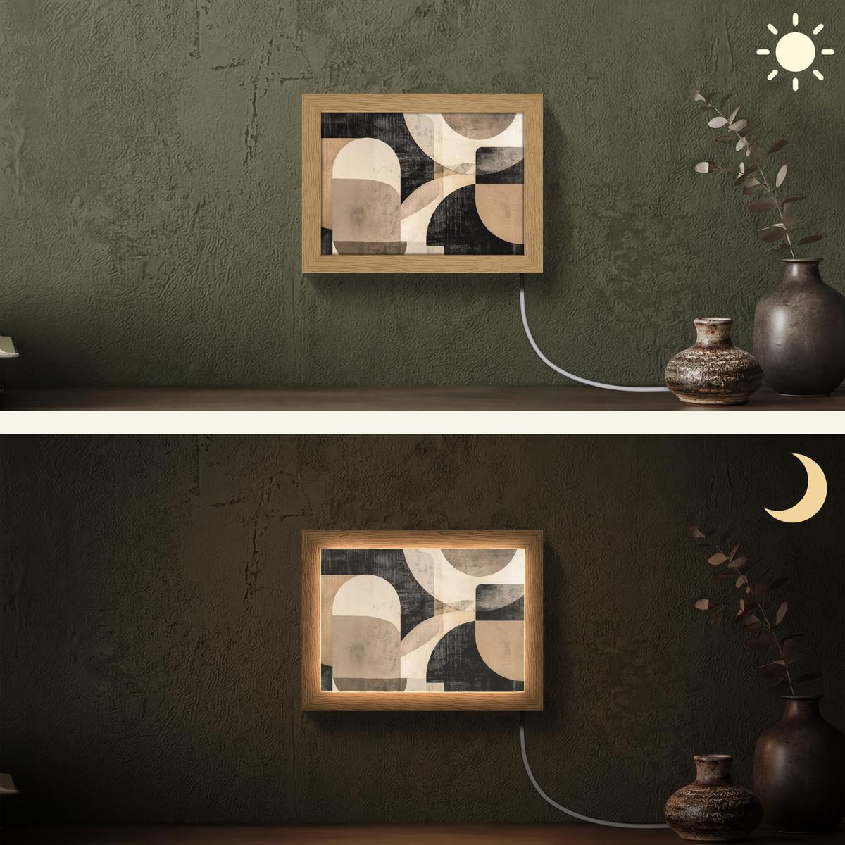 WANDLEUCHTE Abstrakt - Formen - Modern - Beige 20x15 cm - Grau, Holzwerkstoff (20/15/8cm) - OnlyWow