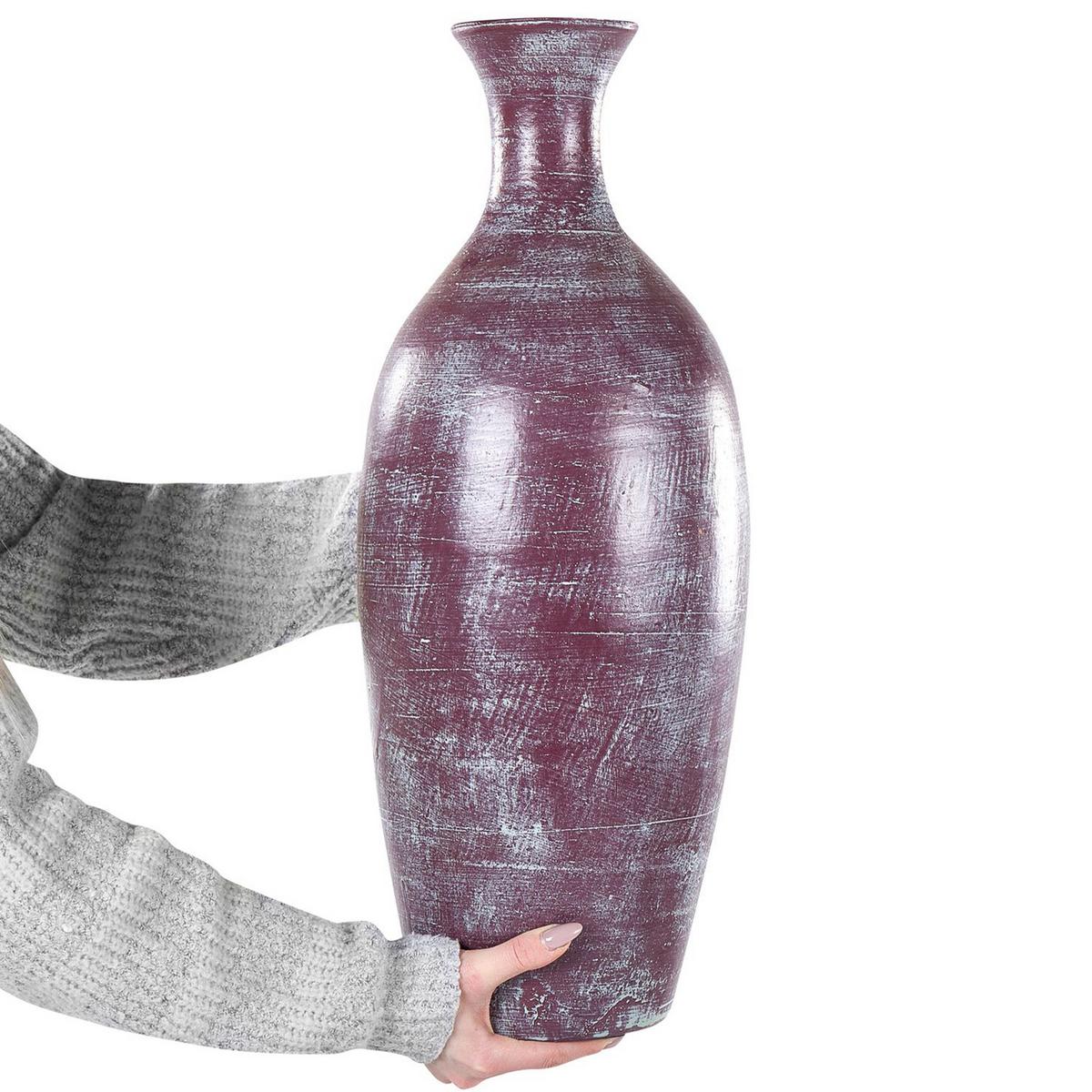 DEKOVASE Terrakotta braun Kardia - Braun, Stein (57cm) - Beliani