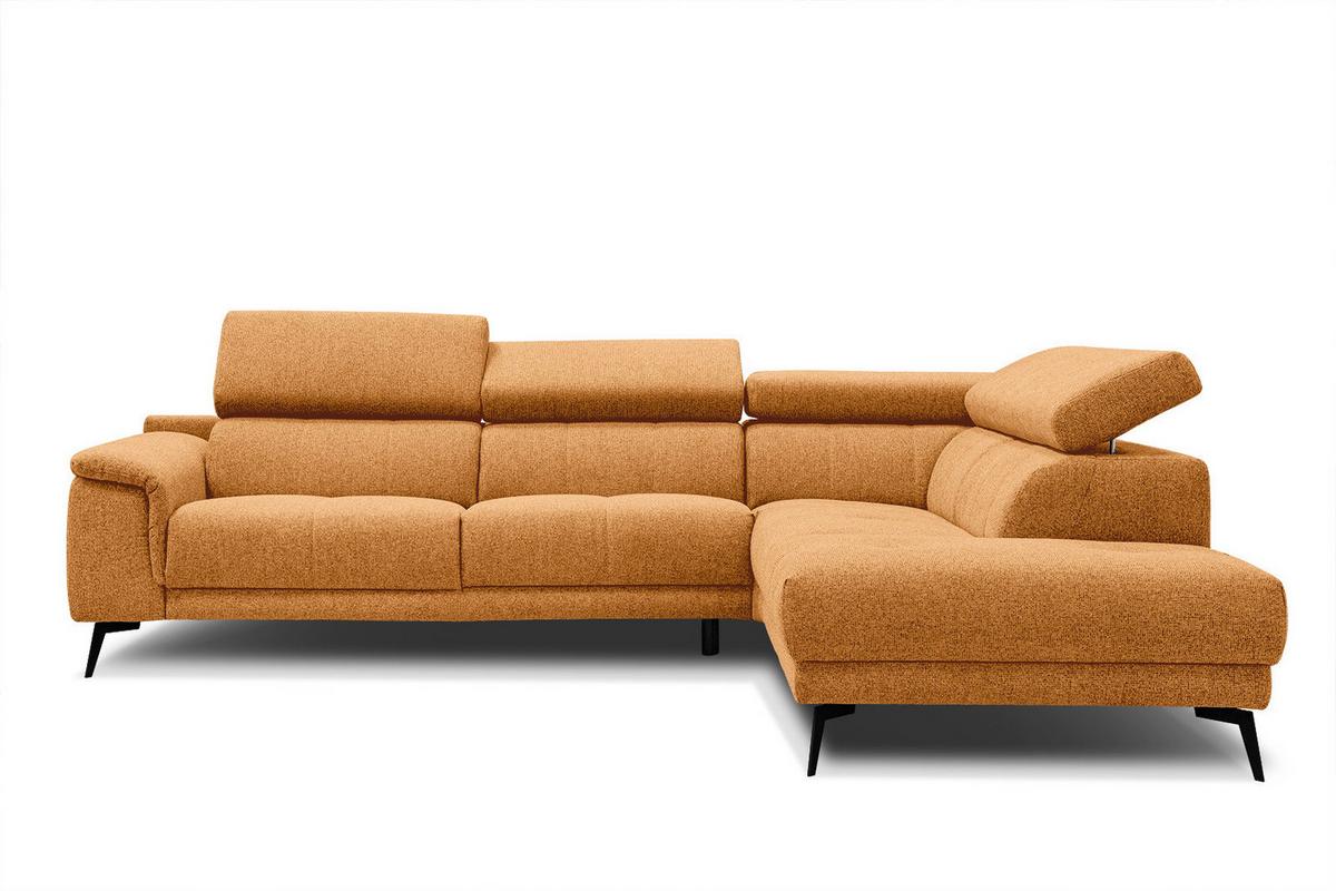 ECKSOFA FIERO 5-Sitzer, orange - Schwarz/Orange, Holzwerkstoff/Textil (290/228cm) - Wozimo