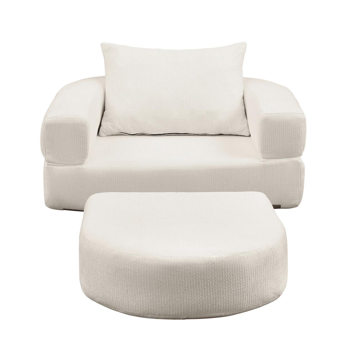 SCHLAFSESSEL in Chenille-Optik - Beige, Textil (101/41/90cm) - Urban Meuble