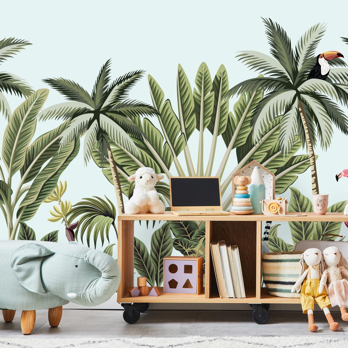 FOTOTAPETE für Schlafzimmer Exotische Tiere Dschungel Flamingo 400x280 - Schwarz/Weiß, Papier (400/280cm) - Muralo
