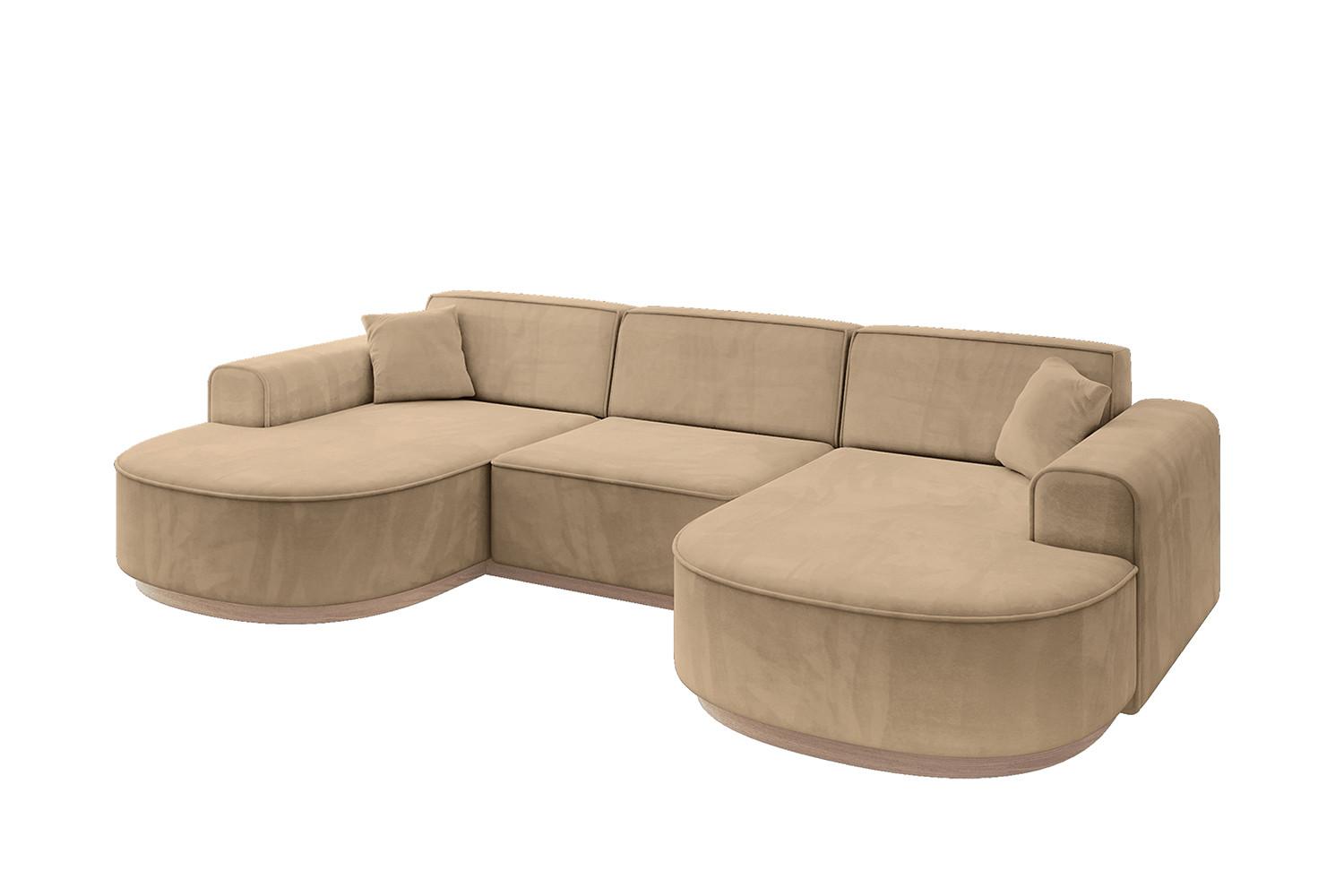 WOHNLANDSCHAFT MARI-U1-v1 - 303x171x83 cm Taupe Velours - Taupe, Holzwerkstoff/Textil (303/83/171cm) - ALTDECOR