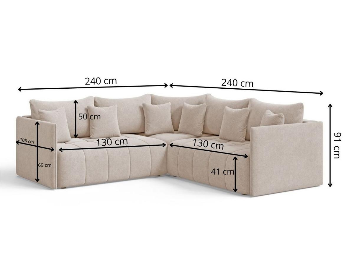 ECKSOFA Ardi Beige - Beige, Holz/Textil (240/240cm) - Graingold
