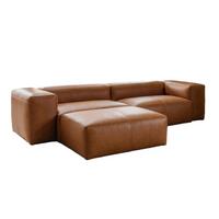 SOFA CELESTE Braun Leder - Schwarz/Braun, Leder/Kunststoff (302/114cm) - KAWOLA