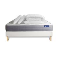 BETT Actilatex dream Latex und Memory-Schaum 160 x 200 cm h2 - Kit Bettgestell Weiß - Mit Kissen und Bettdecke - Beige/Weiß, Karton/Holz (160/200cm) - ACTISOM