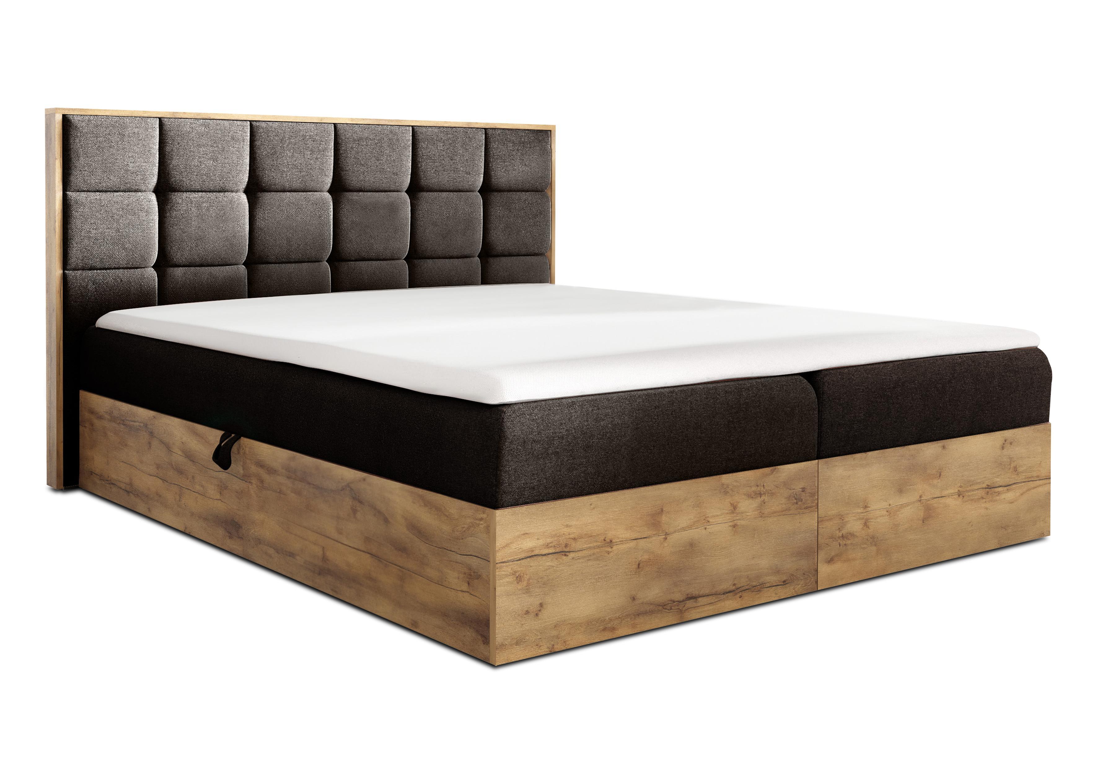 BOXBETT Vendio 160/200 cm in Braun – mit Bettkasten und Topper - Schwarz/Braun, Holz/Holzwerkstoff (160/200cm) - AX Living