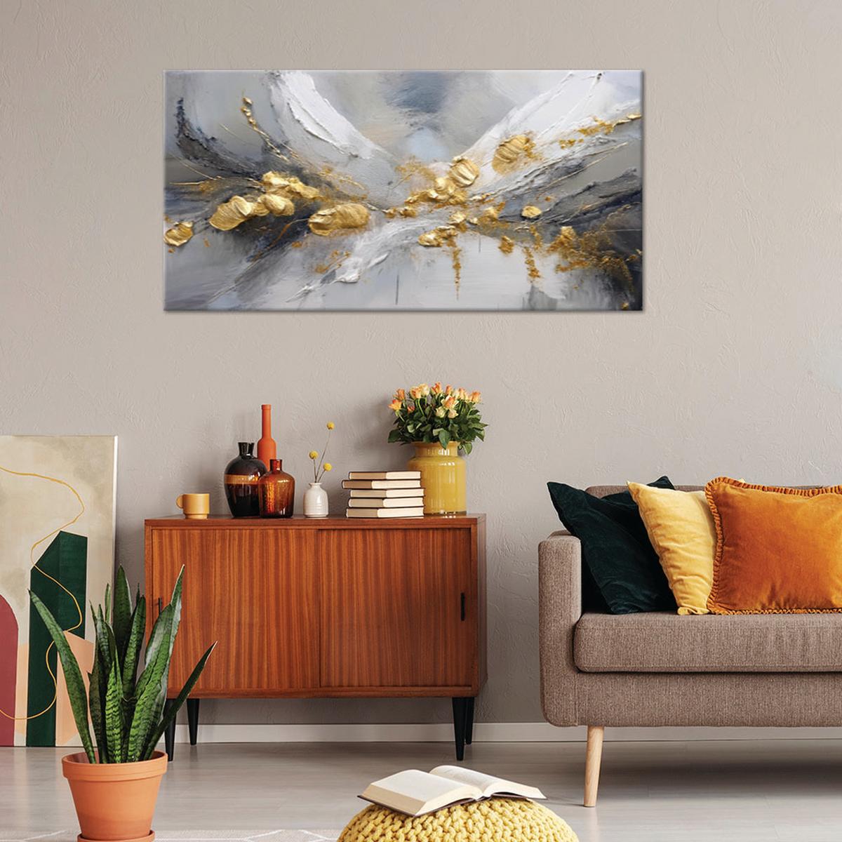 LEINWANDBILD Gold-Glamour-Abstraktion 80x40cm - Goldfarben, Textil (80/40cm) - Feeby
