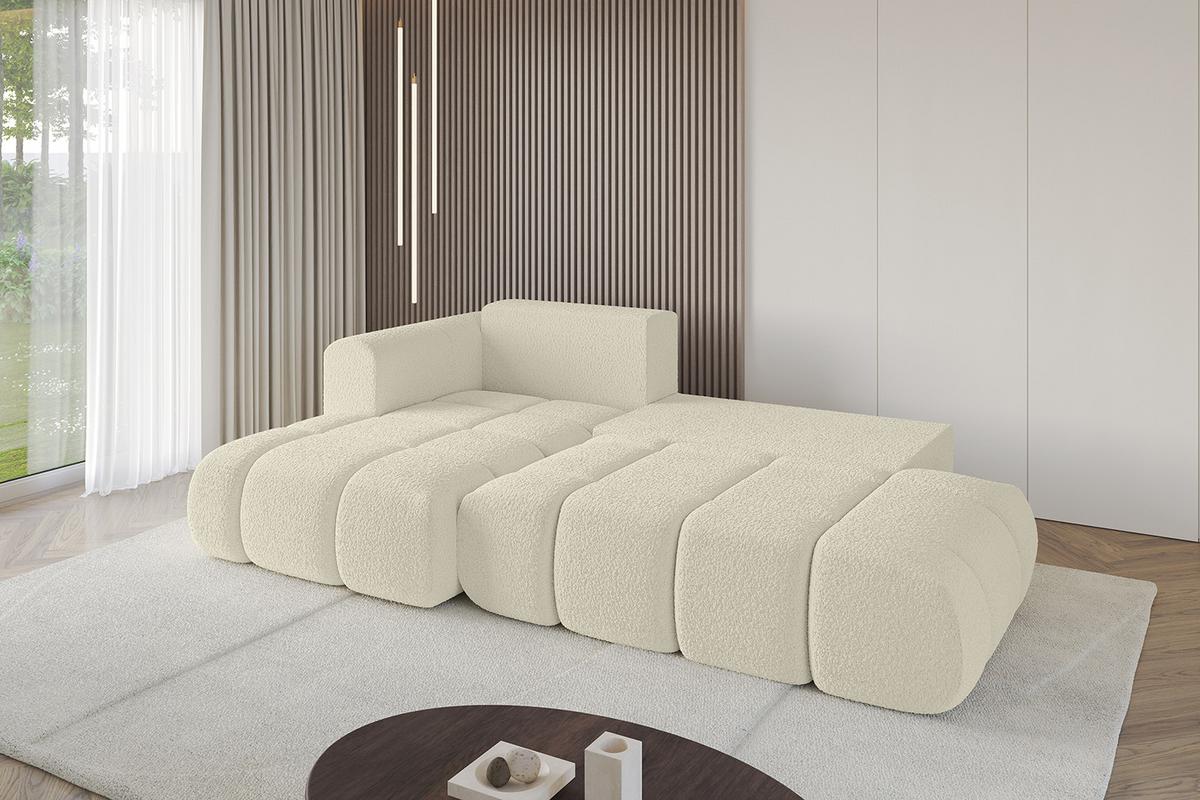 ECKSOFA Ottomane Links CLOUD-L-v1 280x185x90 Beige Bouclé - Beige, Holzwerkstoff/Kunststoff (180/289cm) - ALTDECOR