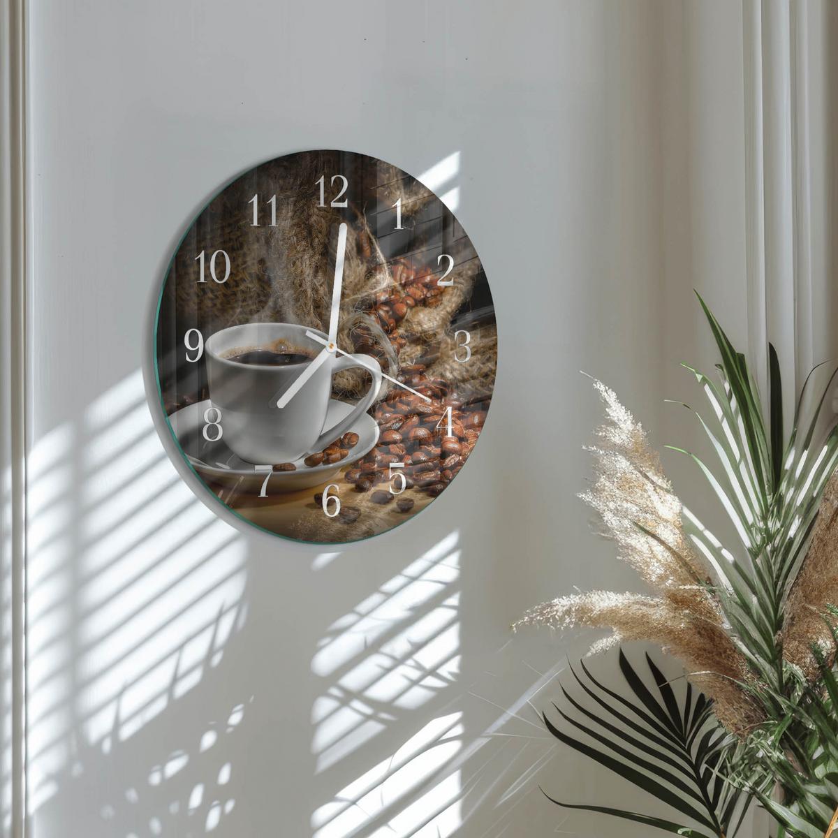 WANDUHR aus Glas Ø30 cm - Kaffee - Braun, Glas (30/30/0.4cm) - TULUP