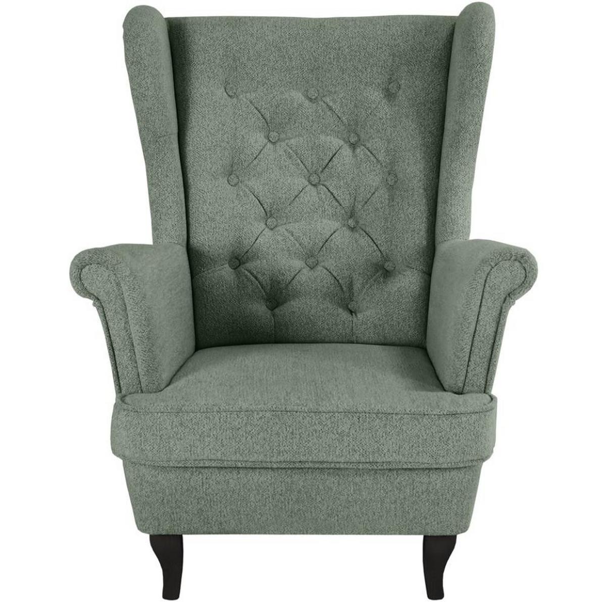 CHESTERFIELD-SESSEL Falco grün mit Wenge Holzbeinen - Waldgrün, Holz/Textil (82/102/92cm) - Beautysofa