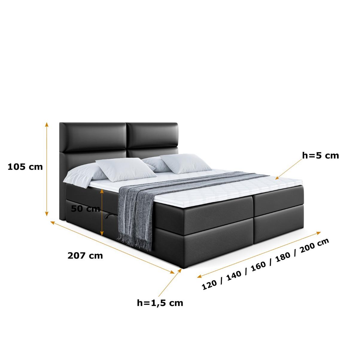 BOXBETT mit Matratze H4 und Lattenrost - BOXI3 - 180x200 cm - H4 - Schwarz Hochglanz - Schwarz Hochglanz, Holzwerkstoff (180/200cm) - ALTDECOR