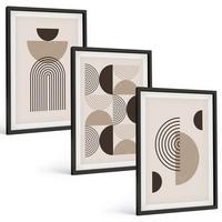 BILDER SET 3er Set - 40x60 cm Schwarzer Rahmen - Abstrakte Minimalismusmuster - Schwarz, Kunststoff (40/60cm) - TULUP