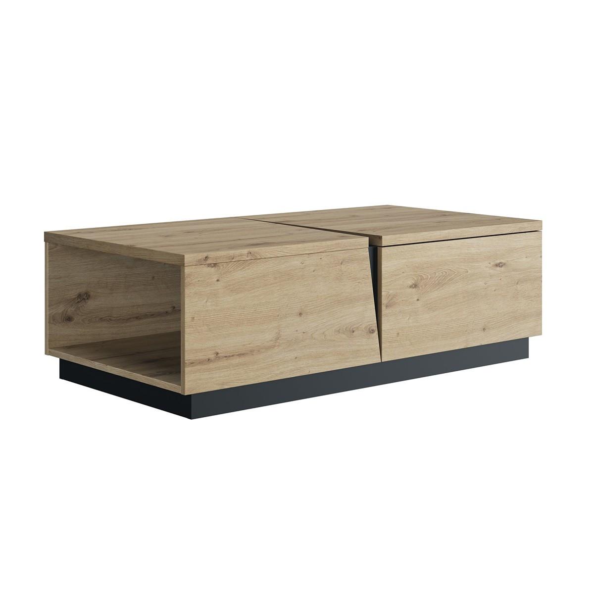 COUCHTISCH 1 Schublade Crack - Französische Herstellung - 114/61/36 cm - Eichefarben, Holzwerkstoff (120/61/36cm) - Calicosy