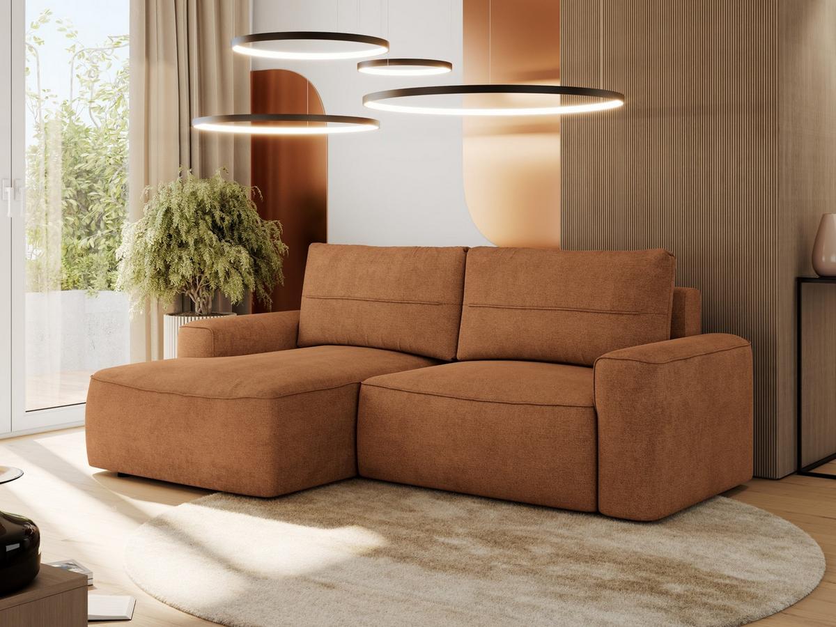 ECKSOFA BELLUNO L Orange Strukture - Links - Schwarz/Orange, Textil (144/233cm) - MKS