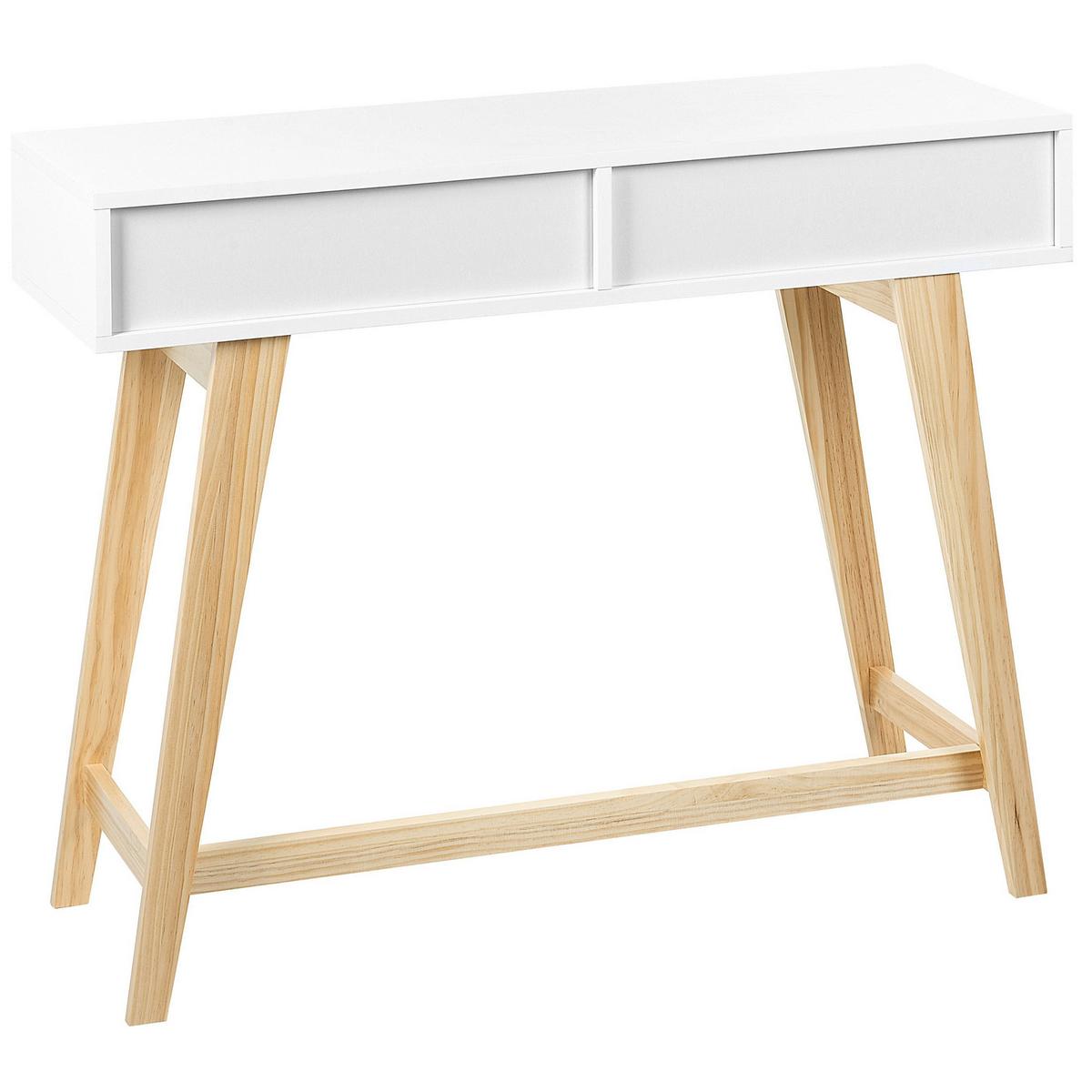KONSOLENTISCH weiß 2 Schubladen Sully - Hellbraun/Weiß, Holzwerkstoff (35/100/78cm) - Beliani
