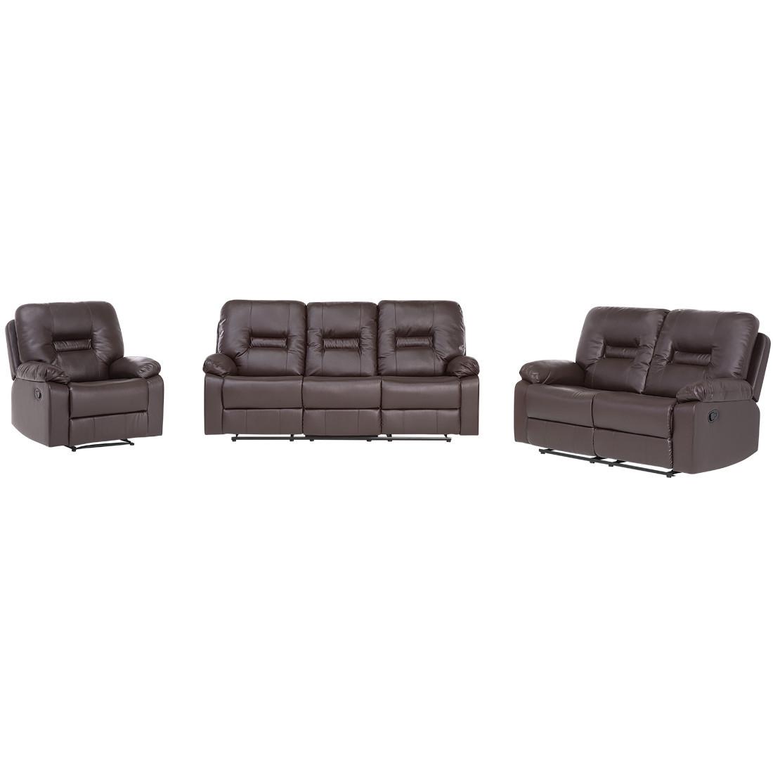 6-SITZER SOFA SET Kunstleder Braun Bergen - Braun, Kunststoff (204/101/74cm) - Beliani