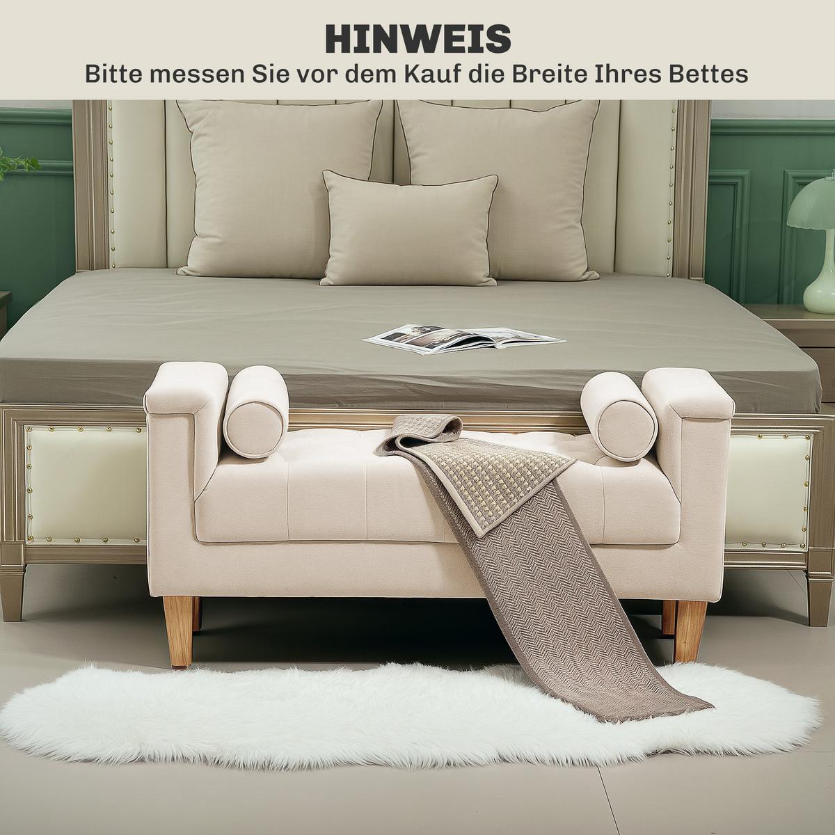POLSTERBANK mit Chenille-Bezug, Armlehne, 115 x 44 x 58 cm Beige - Beige, Textil (44/58/115cm) - HOMCOM