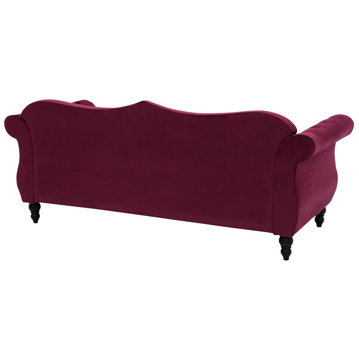3-SITZER-SOFA Samtstoff Dunkelrot Skien - Dunkelrot, Textil (200/91/83cm) - Beliani