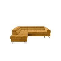 ECKSOFA mit Schlaffunktion Ottomane Links LUMA-L 272x203x70 Senfgelb Cord - Schwarz/Honig, Holzwerkstoff/Kunststoff (272/203cm) - ALTDECOR