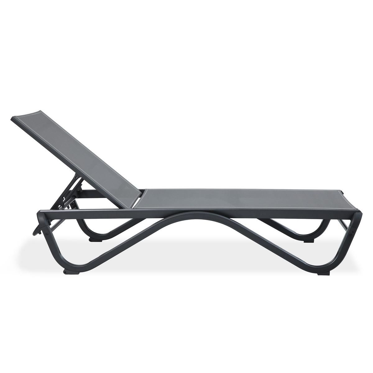 SOMNENLIEGE Marina, 5-stufige Verstellung der Rückenlehne, mit Tisch, Metallrahmen, Grau - Grau, Metall (58/33/133cm) - Beautysofa