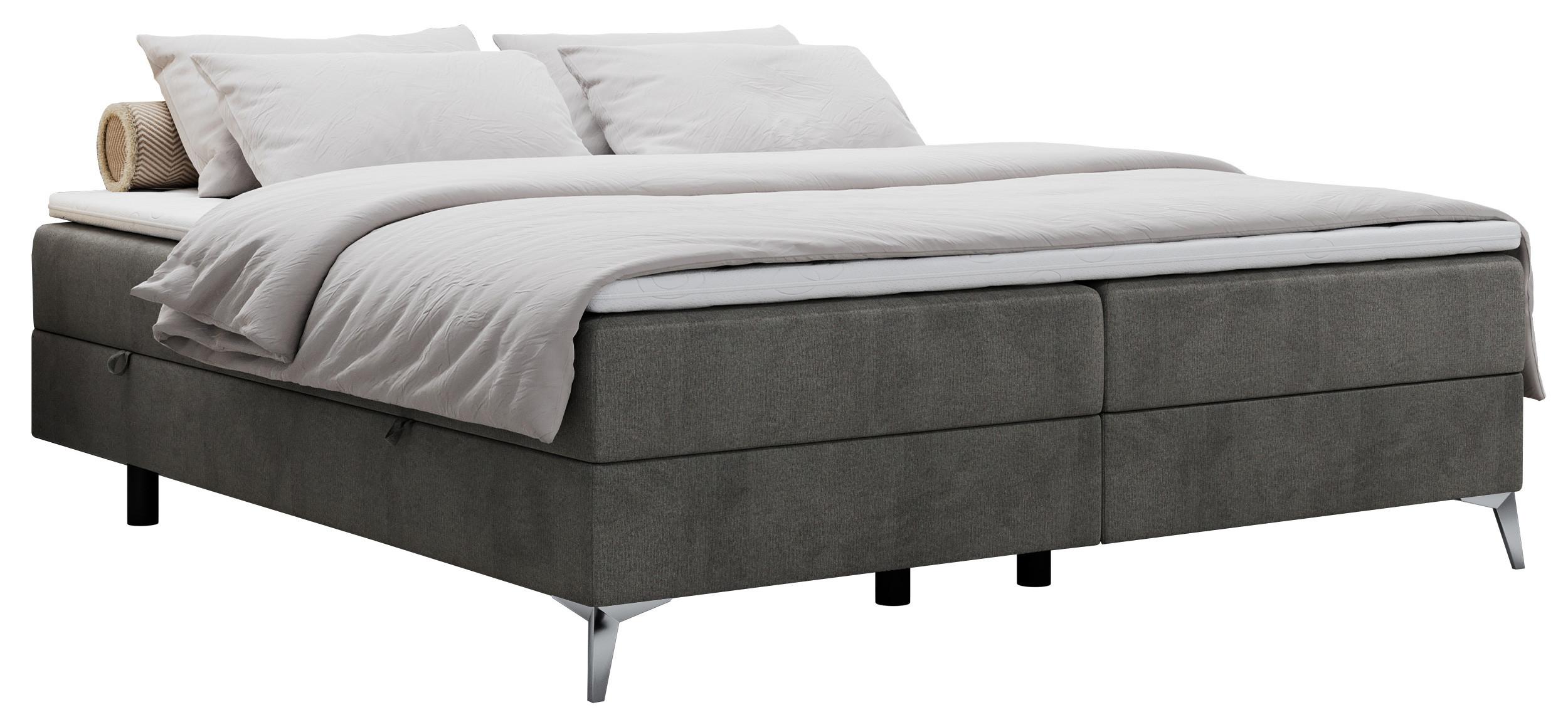 BOXBETT LESS 200/200 Dunkelgrau Velvet - H3 - Dunkelgrau, Holz/Textil (200/200cm) - MKS