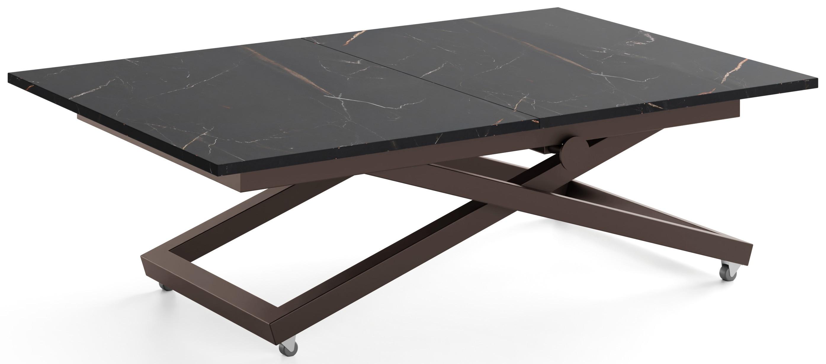 COUCHTISCH Axen höhenverstellbar ausziehbar, Schwarz Marmor Kupfer 120-160/80/38-75 cm - Braun/Kupferfarben, Holzwerkstoff/Metall (80/160/75cm) - WFL GROUP