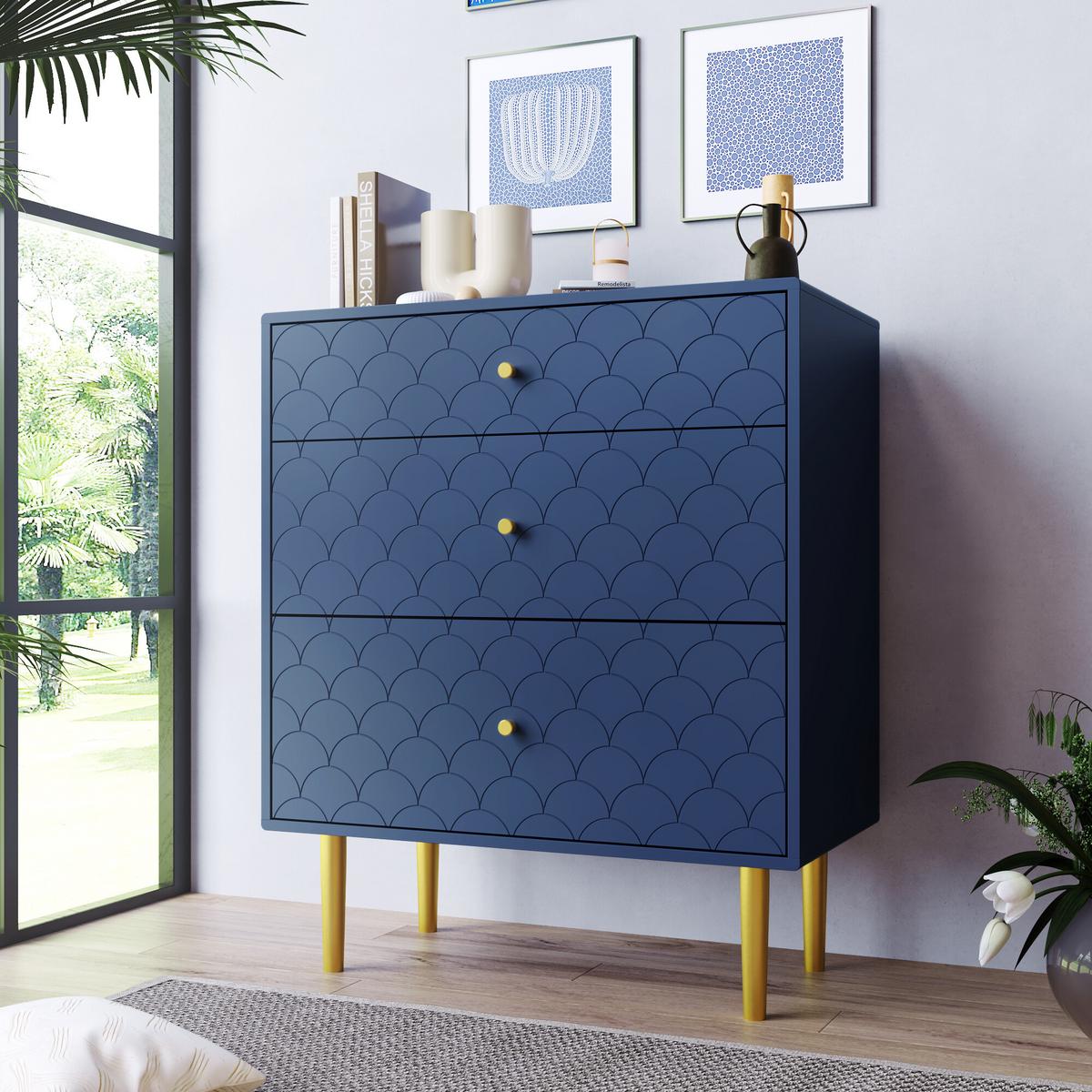 KOMMODE Blau 75/40/89 cm - Blau, Holzwerkstoff (40/89/75cm) - Urban Meuble