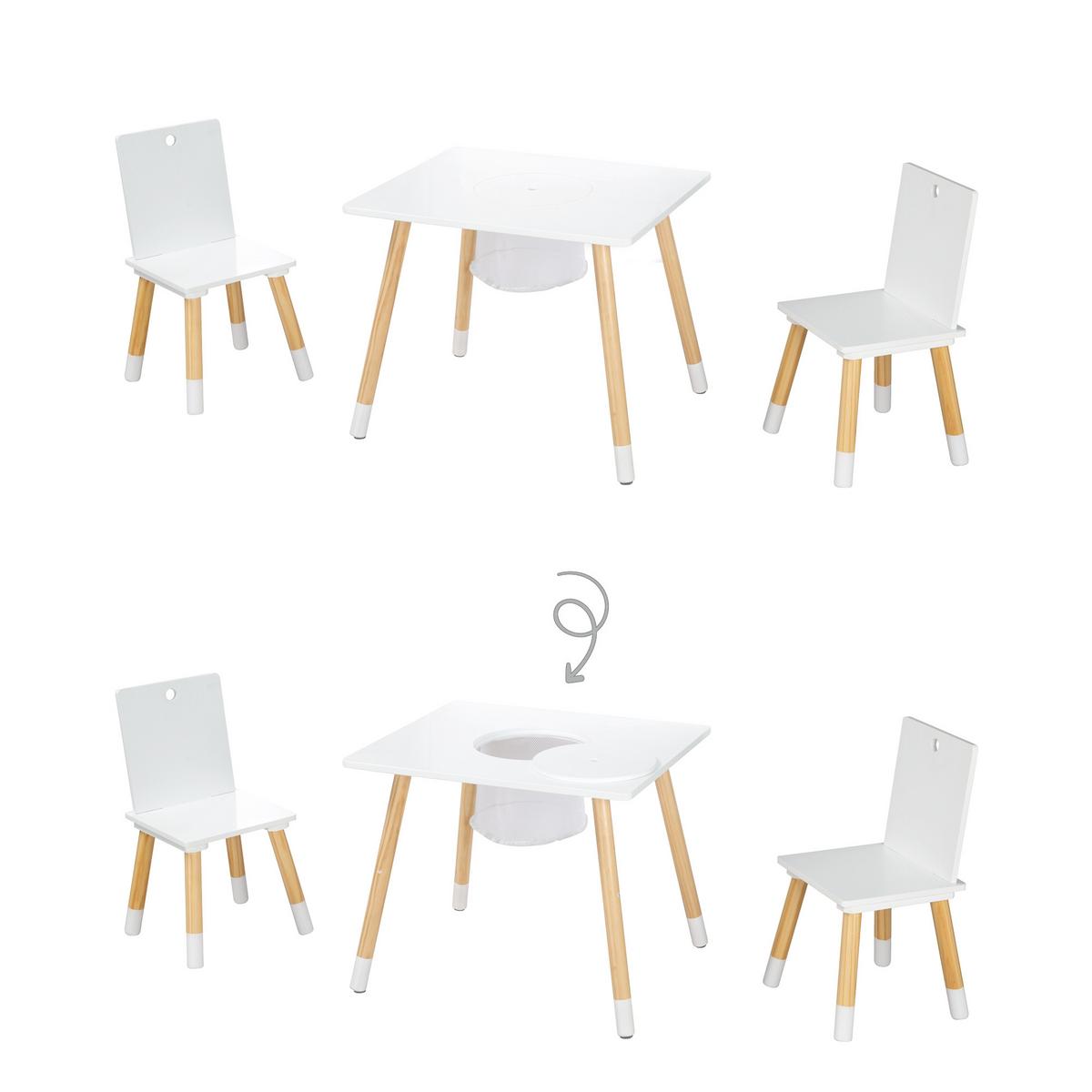 SITZGRUPPE mit Aufbewahrungsnetz - Weiß/Naturfarben, Holzwerkstoff/Textil (60/54/50cm) - Roba