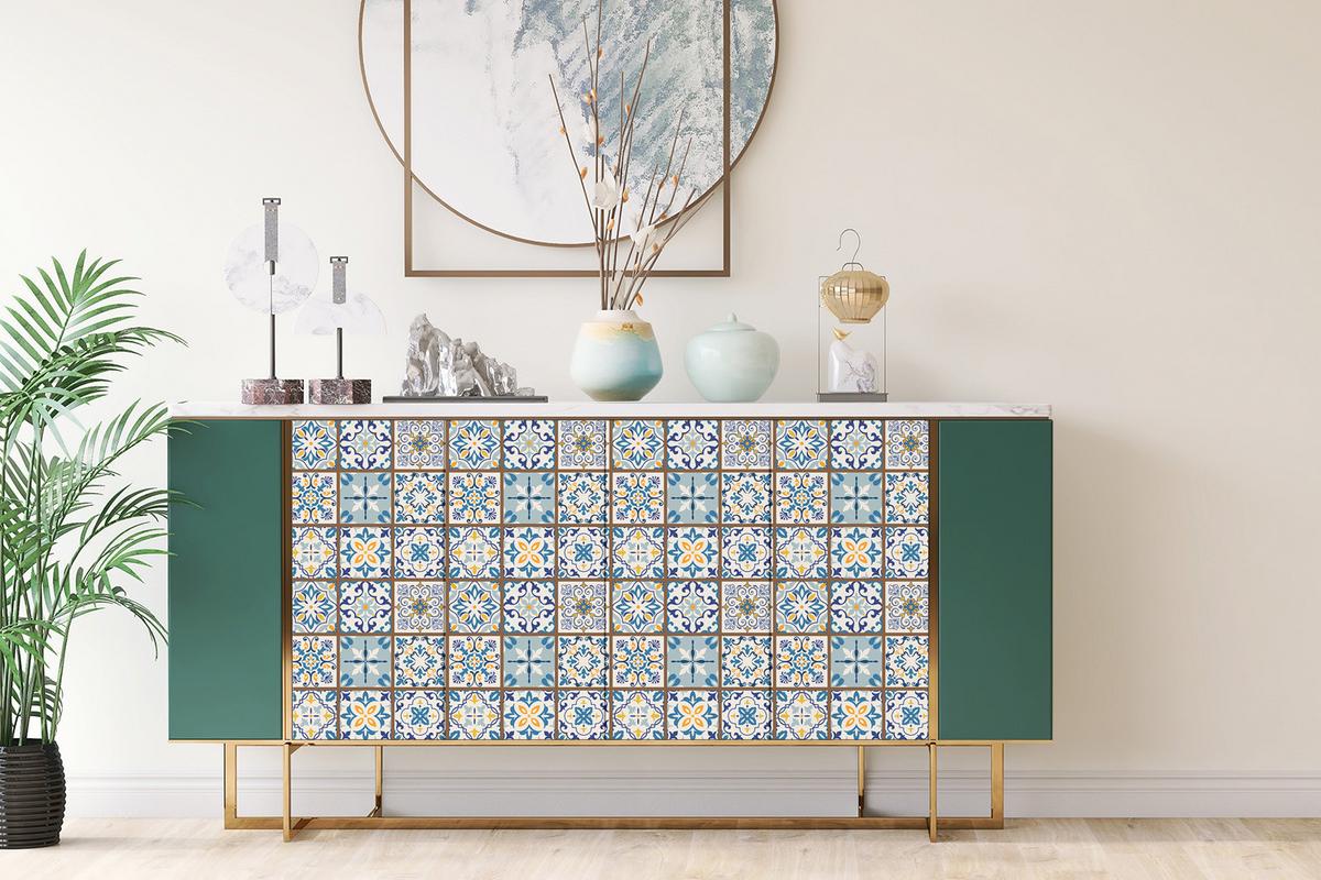 MÖBELAUFKLEBER 100x50 cm Griechisches Mosaik - Multicolor, Kunststoff (100/50/50cm) - TULUP
