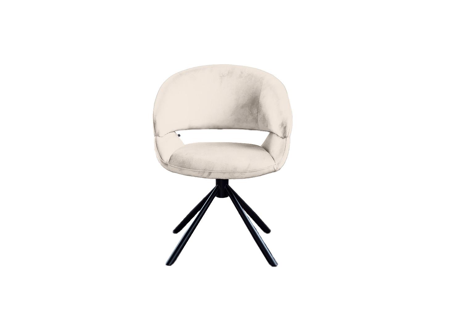 ESSZIMMERSTUHL LARA Cremeweiß Velvet Drehbar (360°) (1er-Set) - Creme, Kunststoff/Textil (61/82/62cm) - KAWOLA