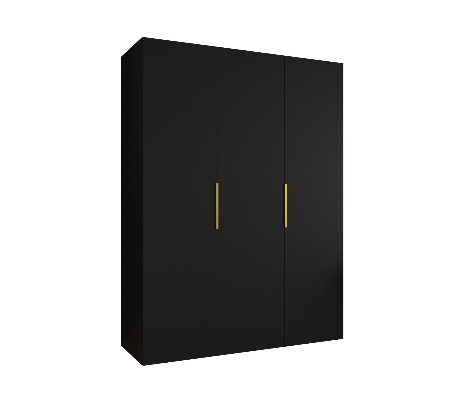 DREHTÜRENSCHRANK 202/150/52 3-türig - Goldfarben/Schwarz, Holz (150/202/52cm) - MÖBEL KRYSPOL