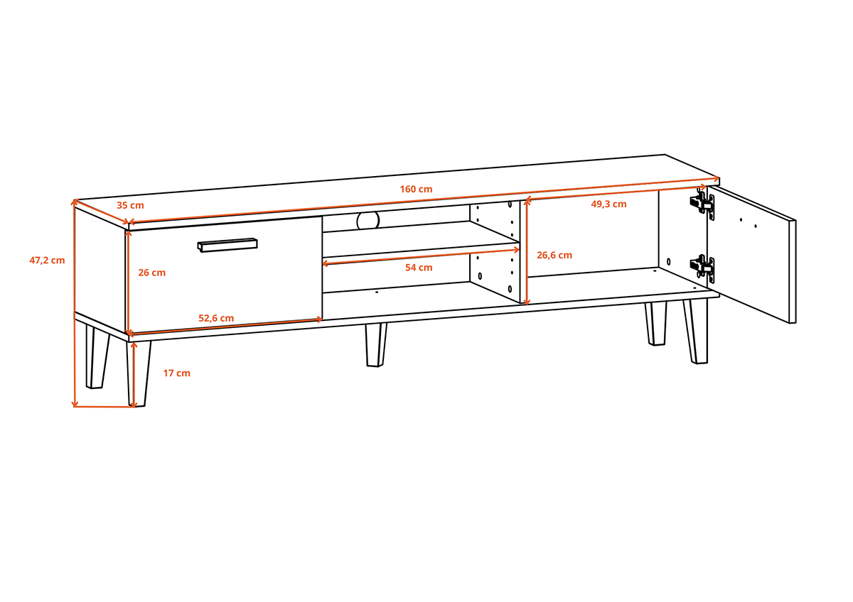 TV-MÖBEL Denver Grau - Grau, Holzwerkstoff (35/47/160cm) - Petits-meubles