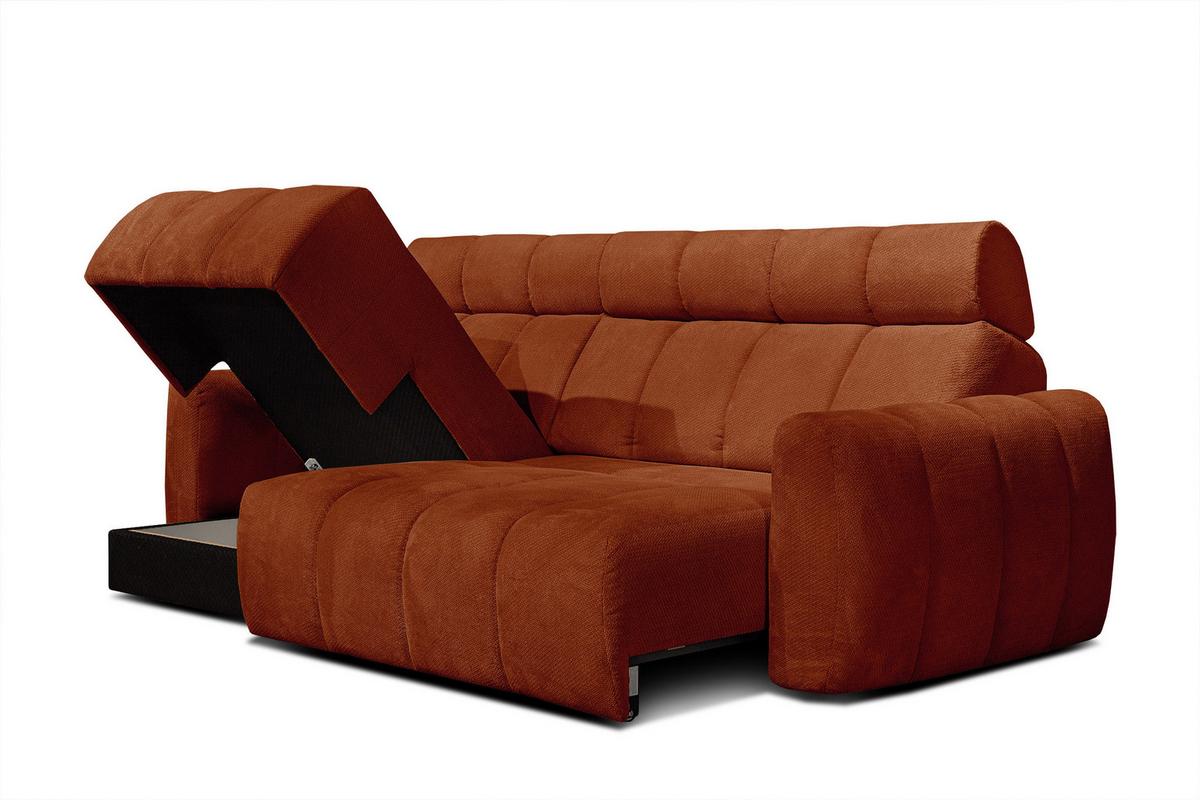 ECKSOFA KIMI 3-Sitzer, ausziehbarer Sitz, verstellbare Kopfstützen, rot - Rot/Schwarz, Holzwerkstoff/Textil (270/160cm) - Wozimo