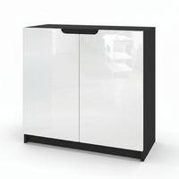 KOMMODE Logan Fronten in Weiß Hochglanz - Weiß Hochglanz, Holzwerkstoff (82/78/37cm) - Vladon