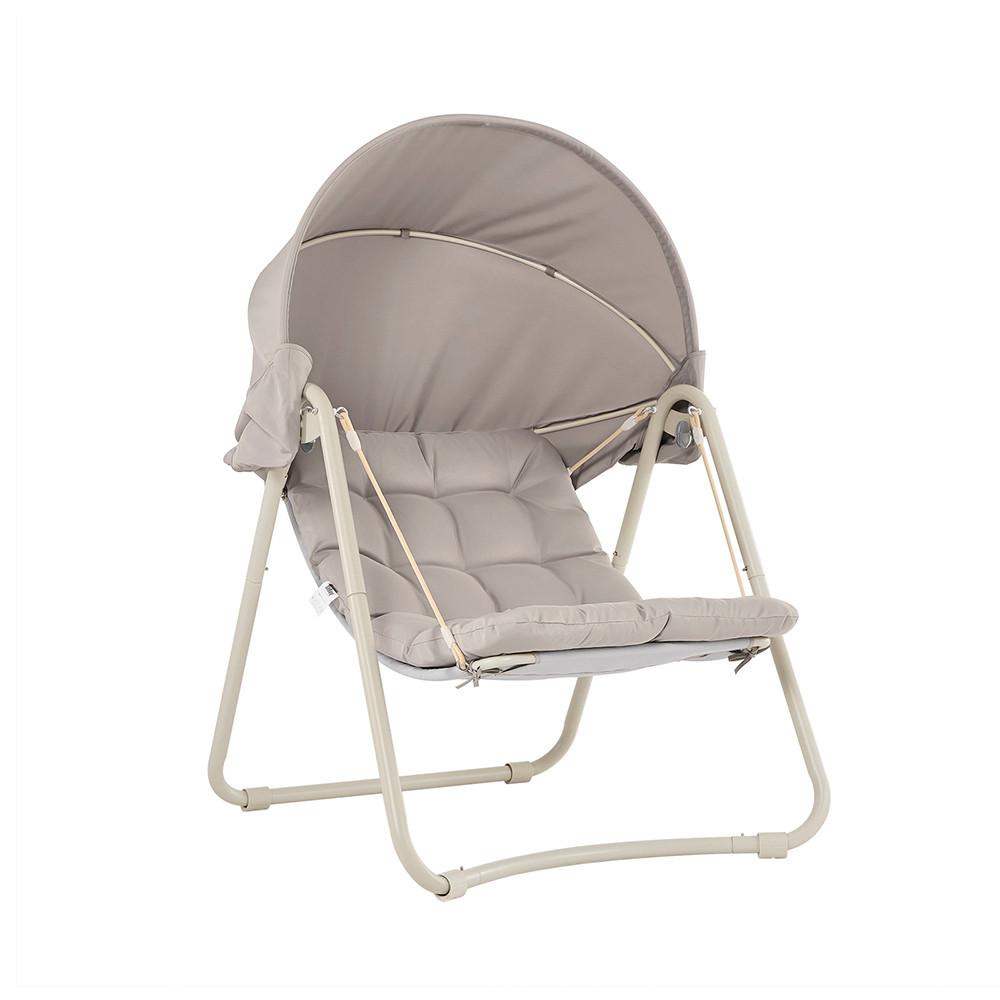 HÄNGESESSEL mit Sonnenschutz OGS62-MI - Ahornfarben, Fell/Metall (108/163/126cm) - SoBuy