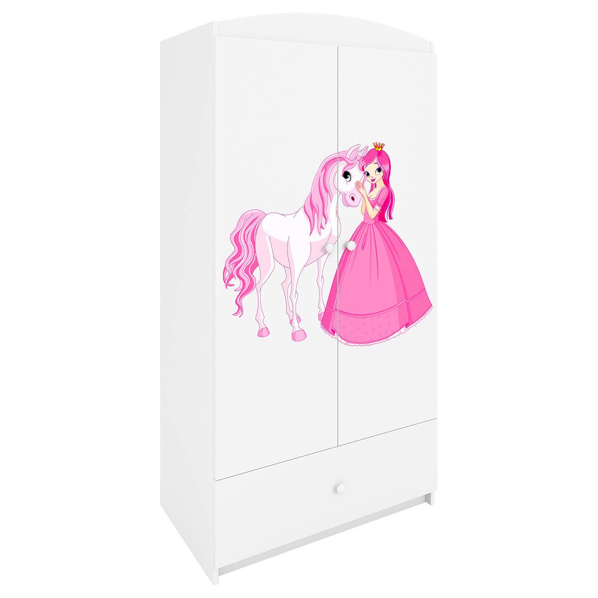 SCHRANK 2 Türen Weiß - Weiß/Rosa, Holzwerkstoff (90/187/57cm) - Petits-meubles