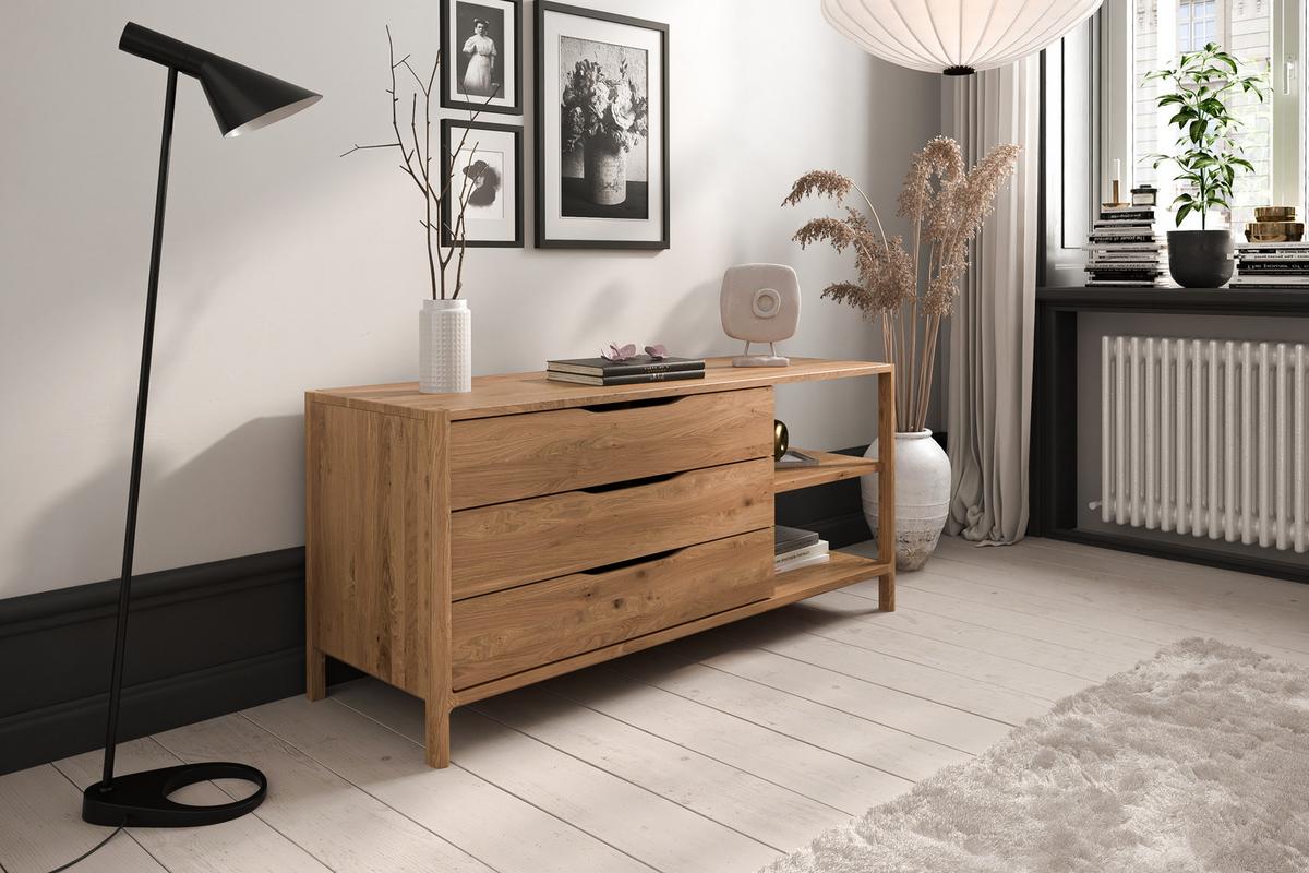 KOMMODE PAUL - Wildeiche, Holz (140/64/50cm) - byoak