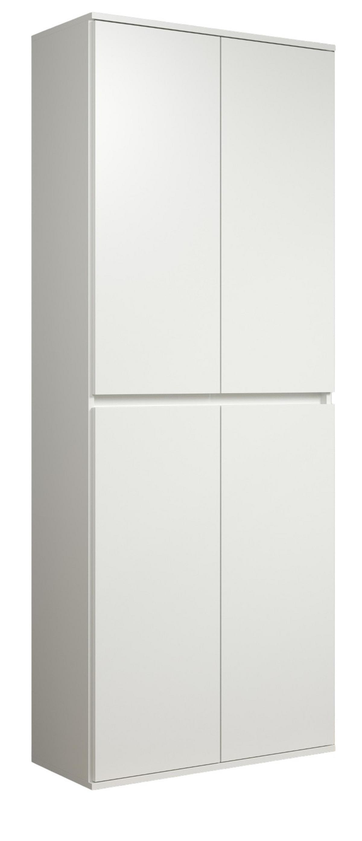 GARDEROBENSCHRANK weiß 74 x 191 cm, Schuhschrank 4-türig - Schwarz/Weiß, Holzwerkstoff/Kunststoff (74/191/34cm) - Top.Furn