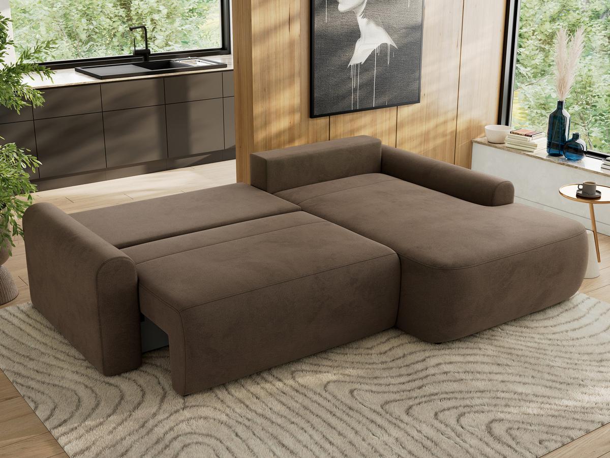 ECKSCHLAFSOFA CUBO L Braun Velvet - rechts - Schwarz/Braun, Kunststoff/Textil (187/273cm) - MKS
