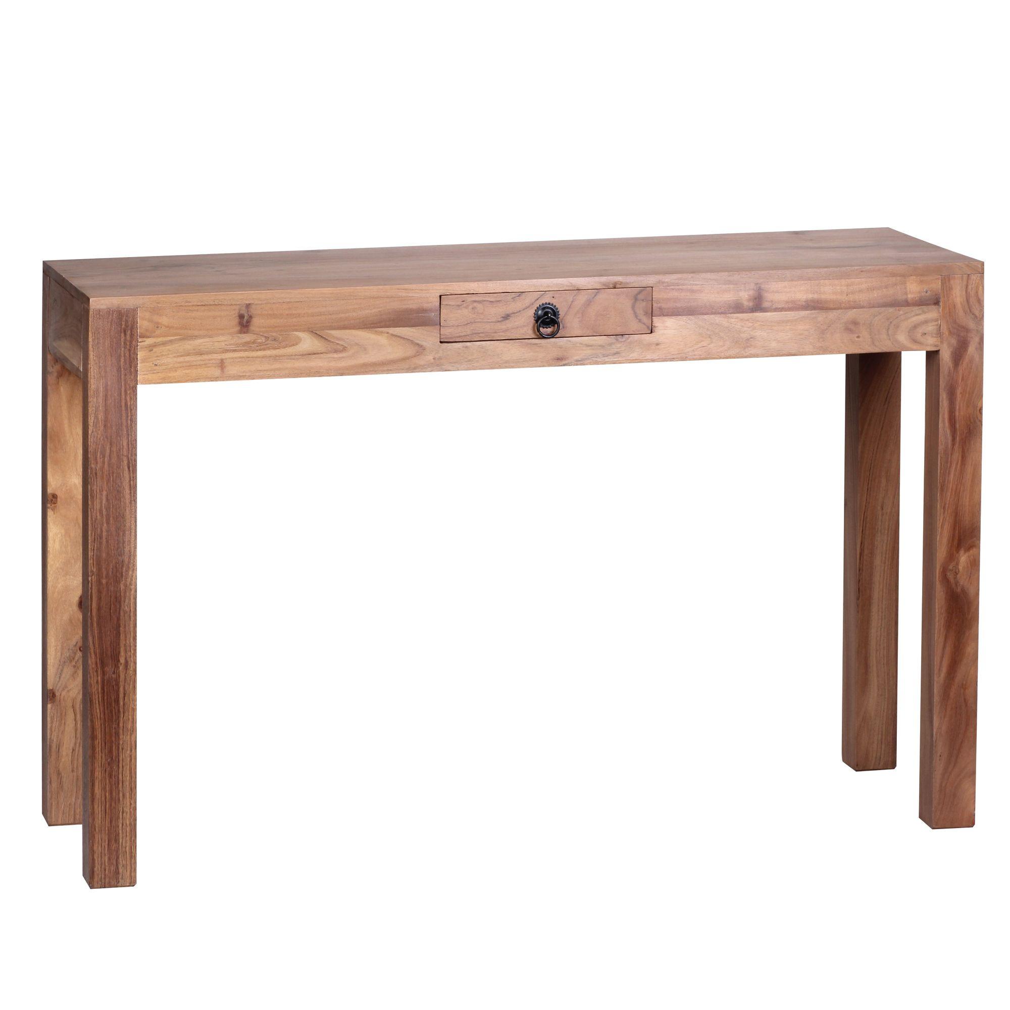 KONSOLENTISCH Massivholz Schublade Landhausstil MUMBAI, Akazie 40x120x70 cm - Akaziefarben, Holz (120/40/70cm) - KADIMA DESIGN