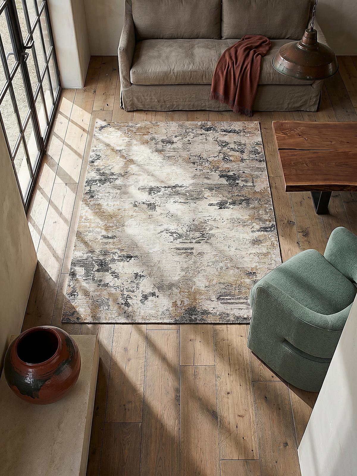 TEPPICH Waschbar HURST, abstrakt, Gelb-Natur, 115 x 170 cm - Beige, Textil (170/115cm) - KADIMA DESIGN