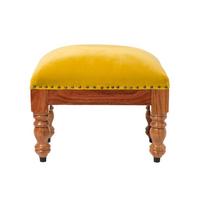 SAMT-HOCKER Mable, senfgelb mit Holzbeinen, 50/30/40 cm - Currygelb, Textil (30/40/50cm) - Homescapes