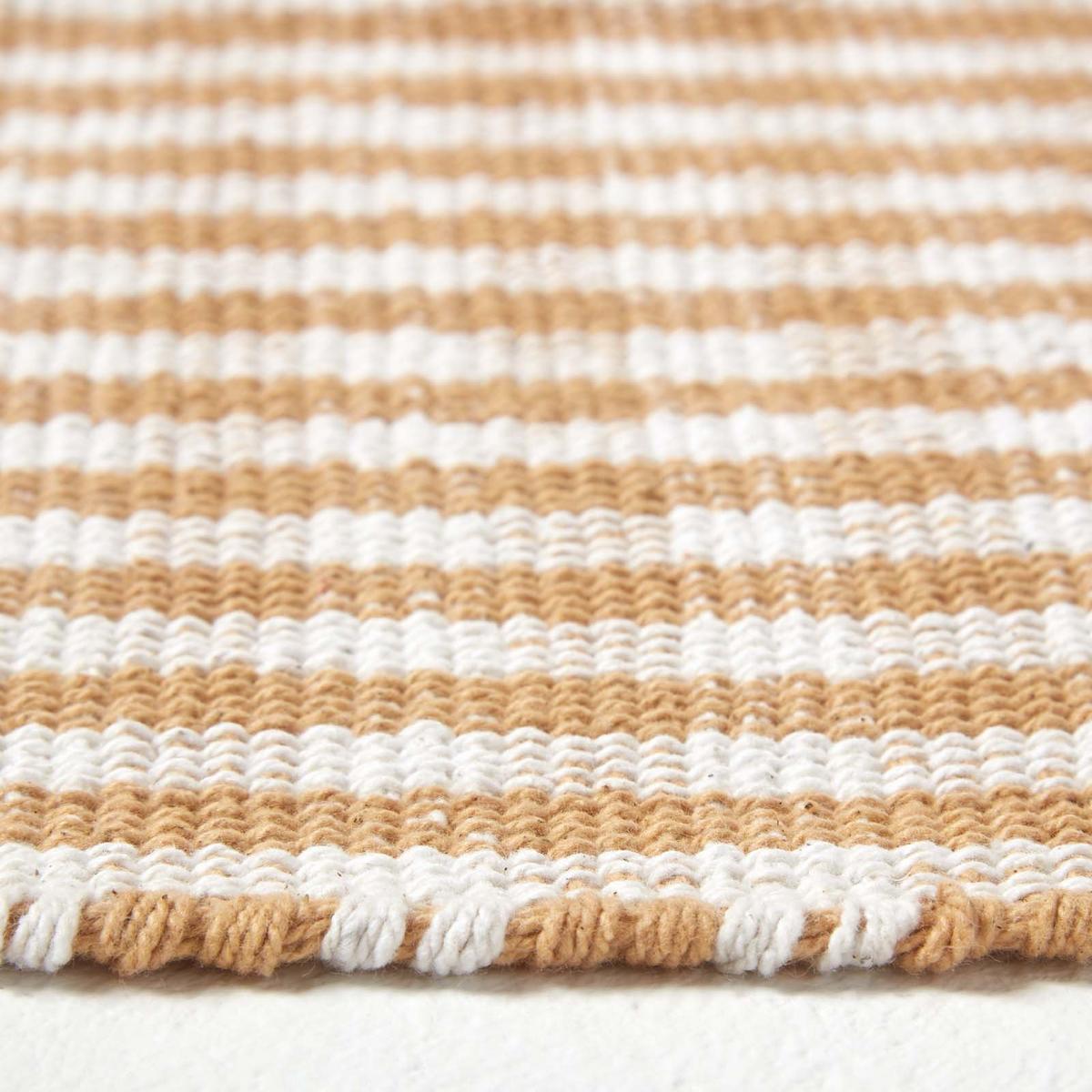 TEPPICHLÄUFER Vichy-Karo Baumwolle 66/200 cm - Beige, Textil (66/200cm) - Homescapes
